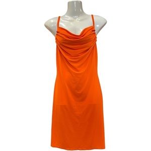 LONKEL PARIS Swim Dress Orange Cowl Neckline Tank Mini Size Small